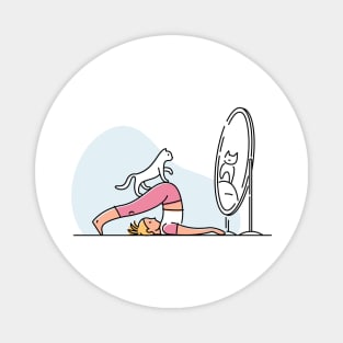 YOGA WITH CAT ILLUSTRATION Magnet